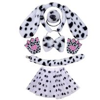 Dalmatijos šunų Cosplay kostiumas vaikams Animacinis gyvūno galvos apdangalas/Uodega/Drugelis Helovino vakarėlio scenos vaidmenų žaidimo apranga gray