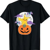 Pokémon - Helovino Moliūgas Pikachu Zubats Mėnulis Marškinėliai XXXXXL juoda