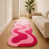 Storas kilimėlis prie lovos grindims Namų purus minkštas kilimas Netaisyklingos formos kilimai miegamajam Dopamino spalvos svetainės dekoracija Pliušinis kilimas 50x120cm