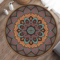 Boho Chic Moroccan Tile Round Carpet Mat Rug Euro American Geometric Mandala Colorful Home Decoration Living Room Yoga Room 60cm-dia.