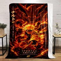 Naruto Nine-Tails Chakra Mode Design Flannel Blanket for bedroom, living room, sofa, and nap sofas 80x120cm(31*47in) red