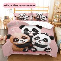 Pink Panda Pattern Bedding Home Decoration Birthday Gift (1 * duvet cover + 2 * pillowcase, without core) 135x200cm white