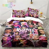 Animacinių Bratz lėlių patalynės komplektas miegamajam Minkšti modernūs lovatiesės Patogus vaikiškas antklodės užvalkalas Užvalkalas antklodei ir pagalvės užvalkalas EU Single(135*200cm)3pcs
