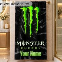 Beach TowelMonster Energy Custom Name Text Personalized Soft Towel for Beach Pool Indoor Home Decor Gift 70cmx140cm(27x55inch)