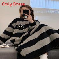 Cartoon Girls Flannel Sleep Dress With Long Sleeves For Home Comfort Style2,XXL gray