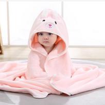 Baby Bath Towel, Shower and Swimming Hooded Cape, Cute Children's Beach Bag, Bath Towel, Coral Fleece Quick Drying Absorbent, Baby Beach Towel 80*80cm beige