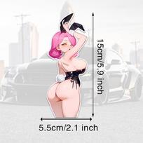 DM22# Anime Automobilio Lipdukas Triušio Ausys Langams Šaldytuvui Bagažinei Nešiojamam Kompiuteriui Kemperiui Vandeniui Atsparūs Lipdukai Furgono Bamperiui Vinilinės Juokingos Grafikos Dekoras 5.5x15cm white