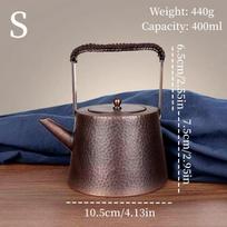 Outdoor Vintage Copper Coffee Kettle,Handcrafted Hammer Texture Weave With Lid Handheld Camping Pot,Heat Resistant Filter Teapot gray