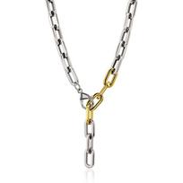 Two Tone Color Choker Necklace for Women Men with Long Chain Charm Pendant Big Cool Necklace Party Jewelry Necklace Bracelet Set white