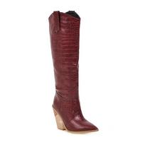 Madingi moteriški ilgaauliai batai Vakarų kaubojiški batai moterims Ilgi žiemos batai Moteriški batai Smailus priekis Kaubojės batai zapatos de mujer 39 brown