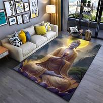 Golden Buddha Meditation Carpet suitable as a non-slip mat for the living room or bedroom sofa 40x60cm( 15x23in ) gray