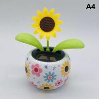 Car Ornament Solar Apple Flower Automatic Swing Sun Flower Bee Butterfly Love Beetle Car Decoration Accessories A4 yellow