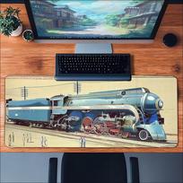 Vintage Steam Train Night Sky Large Game Playmat Non Slip Rubber Desk Mat For Card Board Game Keyboard Mouse Desktop Surface 800x300x2mm black