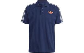 Adidas Originals SS23 Adicolor 70s Polo Shirts Men's Dark Blue Polo Collar Moderate Straight Fit IP6975 XXL blue