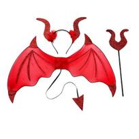 3Pcs/Set Devil Wings Hair Hoop Set Trident Fork Demon Role