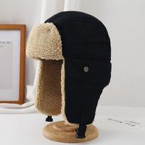 Žieminės storos šiltos ausų apsaugos kepurės Bomber Hat Unisex Vyrams Moterims Tvirtas Earlfap vėjui atsparus kepurėlis su vilna black