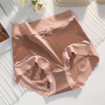 Women's Pearl French Retro Silk Underwear, Women's High Waisted Simulated Silk Ice Silk Quick Drying Underwear XL brown