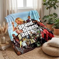Grand Theft Auto Spausdinamas flanelinis pledas Jaukus, odai draugiškas, šiltas užtiesalas sofai, lovai, vidaus patalpoms, kasdieniam naudojimui 75x90cm