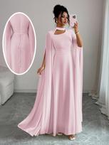 Moterų Rožinė Choker Kaklo Apsiausto Rankovėmis Maxi Suknelė Elegantiška Vakarinio Vakarėlio Suknelė XXL