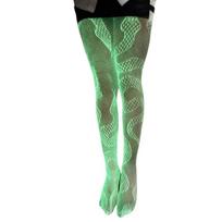 Women's Glow in the Dark Skull Flame Snake Pattern Fishnet Tights Leggings Luminously Halloween Mesh Pantyhose Stockings gray