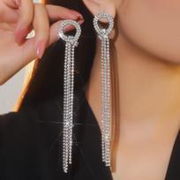 Premium Luxury Shiny Extended Fringed Earrings brown