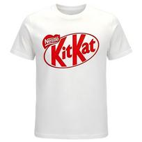 KitKat Nestle Logo White Graphic T-Shirt L balta