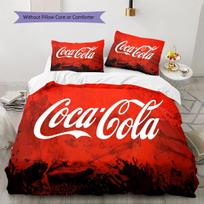 Coca Pattern Bedding,Quilt Set Quilt Cover Pillowcase Home Birthday Gift(1 * duvet cover + 2 * pillowcase, without core) 140x200cm