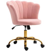 Velvet Office Chair Petal Backrest Vanity Chair Adjustable Height 69 X 64 X 80 90 Cm Pink