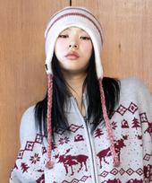 GLACK Gc069 Striped Earflap Beanie (Ivory) F