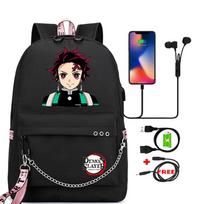 Anime Kuprinė Demon Slayer Nezuko Kawaii Didelės Talpos Manga Kelionėms Kasdien Mergaičių Knygų Krepšiai Animacinis Mokyklinis Krepšys Suaugusiems