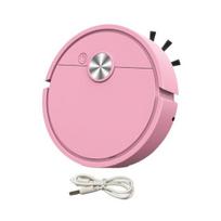 Mini robotas siurblys, 3 viename šlavimo ir plovimo robotas siurblys, plonas belaidis savaime įkraunamas robotas mopas automobiliui, namams, kietoms grindims Charging rožinė