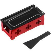 Folding Non-Stick Cheese Pan Wooden Handle Cheese Fondue Set Portable Baking Tray  Picnic Red Style B