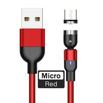 ROCK magnetinis USB kabelis, skirtas „iPhone“ įkrovikliui, 540 laipsnių pasukamas USB C tipo kabelis, skirtas „Xiaomi“ „Samsung“ magnetinio įkrovimo mikro USB kabeliui 1M Cable+Micro plug red