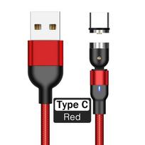 ROCK magnetinis USB kabelis, skirtas „iPhone“ įkrovikliui, 540 laipsnių pasukamas USB C tipo kabelis, skirtas „Xiaomi“ „Samsung“ magnetinio įkrovimo mikro USB kabeliui 2M Cable+Type C plug red