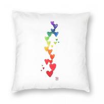 Rainbow Heart Ladder Square Pillowcase Polyester Linen Velvet Pattern Zip Decorative Pillow Case Bed Cushion Case Peach skin 18*18(CM)-1Pcs