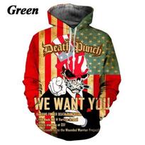 Men's and Women's Five Finger Death Punch Hoodies Casual Autumn Winter Sweatshirts Hip-hop Rock Hoodie 2XL red