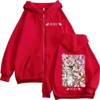 Anime JoJo Bizarre Adventure Giorno Giovanna Bruno Buccellati Zipper Hoodie Children's Clothing Fashion Hip Hop Zip Up Sweatshirt 120 raudona