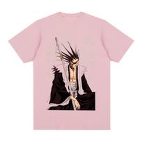 BLEACH Zaraki Kenpachi Vintažiniai Marškinėliai Anime Grafika Punk Harajuku Drabužiai Medvilniniai Vyriški Marškinėliai Nauji Marškinėliai Moteriški Viršutiniai M white
