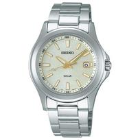 Seiko Selection SBPN069 Men's Solar Powered Watch Off-White Dial Date Calendar Stainless Steel white