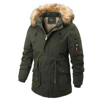 Vyriškos žieminės striukės su gobtuvu su kailiu apykakle Vilnos šiltos ilgos striukės šiltos parkas Vyriškos laisvalaikio pūkinės striukės S black