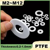 50/100/200Pcs PTFE Flat Washer M2 M2.5 M3 M4 M5 M6 M8 M10 M12 White High Temp Flat Ring Washer Seal Gaskets for Water Pipe Joint 6x10x0.5mm-100Pcs