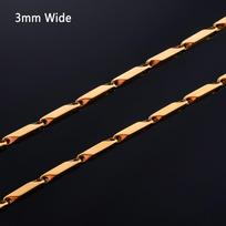 2.5mm/3mm Wide Stainless Steel Bar Link Bamboo Necklace Neck Chain for Women Men's Choker Rock Metal Jewelry Accessories 24 inches or 61cm black