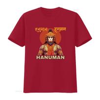 Hanuman Hindu Monkey God T Shirt Lord Design Indian Ramayana Spiritual Religious Mythology vintage Washed streetwear Unisex L red