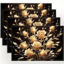 4pcs Set of Vibrant and Stylish Placemats with Glittering Rose Patterns to Enhance Your Tea Room 4PCS