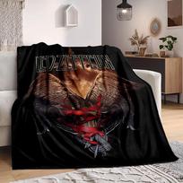 1 vnt. Led Zeppelin grupės logotipas pledas Minkštas šiltas visų sezonų užtiesalas sofai, lovai, automobiliui, biurui Ryškus spalvingas dizainas, patvarus ir jaukus dovanų 80cm×120cm brown
