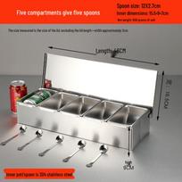 ZISIZ 304 Stainless Steel Flip-Top 5-Compartment Spice Box gray