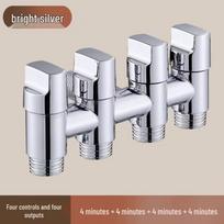 TLXT 4-Way Electroplated Brass Angle Valve for Washing Machine & Toilet gray