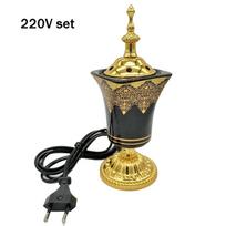 YXY Ceramics Elektrinis smilkalų degiklis 110V/220V įjungiamas į elektros tinklą Arabiška anglių krosnelė sandalmedžiui OUDH smilkalams Smilkalų degiklis ir EU AU kištukas beige