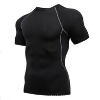 Men's Compression Quick-Dry Running T-Shirt - Short Sleeve, Elastic, Abdomen Control Fitness Wear XL black