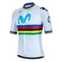 Movistar Dviračių Džersio Rinkinys Trumpomis Rankovėmis Ispanija Vyriškas Anti-UV Dviračių Sportinė Apranga Komandos Vasariniai Dviračių Drabužiai Maillot Ciclismo Hombre M blue